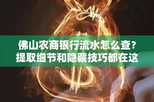 佛山农商银行流水怎么查?提取细节和隐藏技巧都在这了