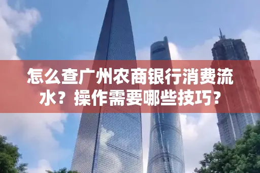 怎么查广州农商银行消费流水?操作需要哪些技巧?
